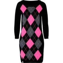 Juicy Couture Black Edie Argyle Wool Dress